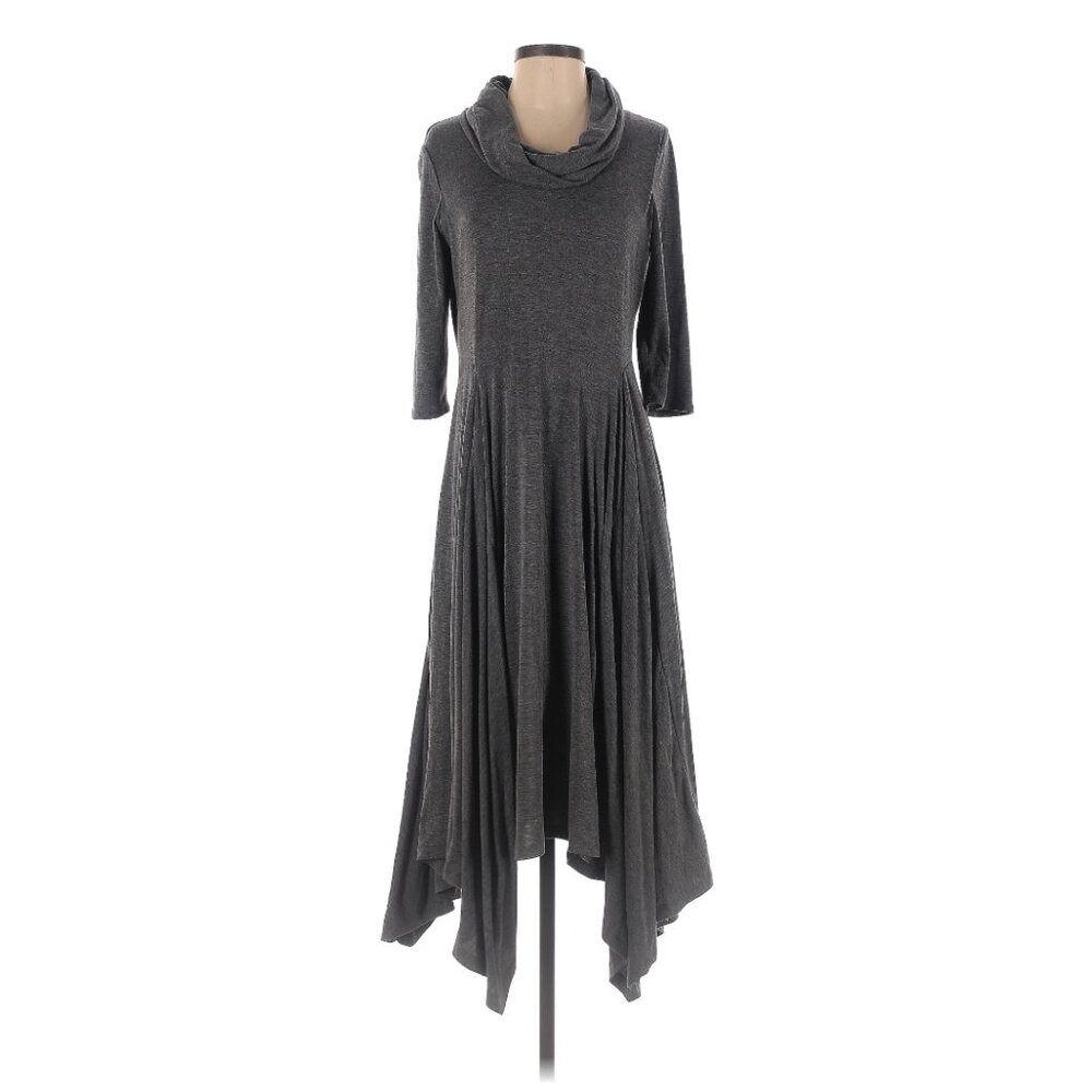 Grey knit cowl neck dress